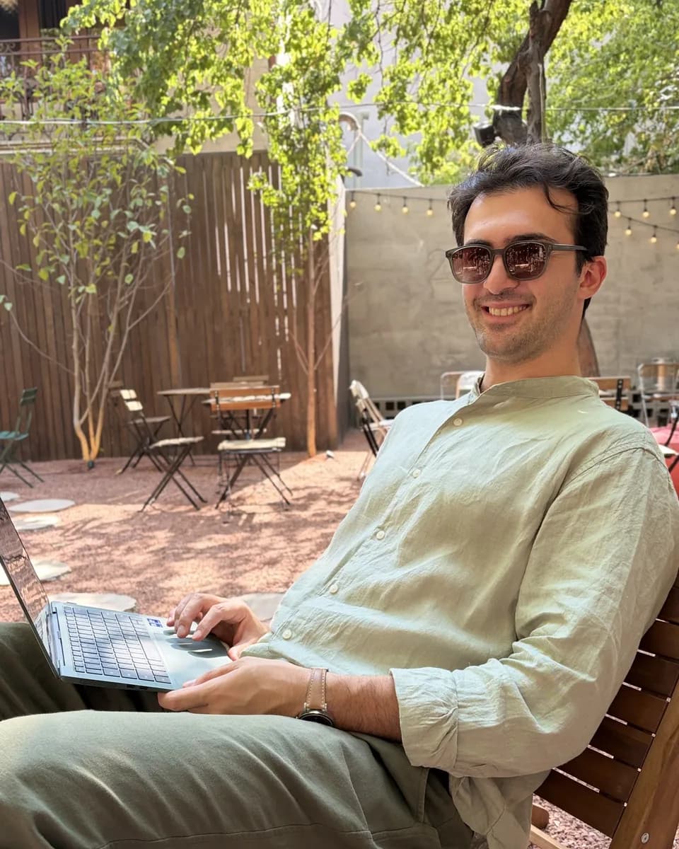 Artur Tavakalyan, founder of CEODash, working on a laptop